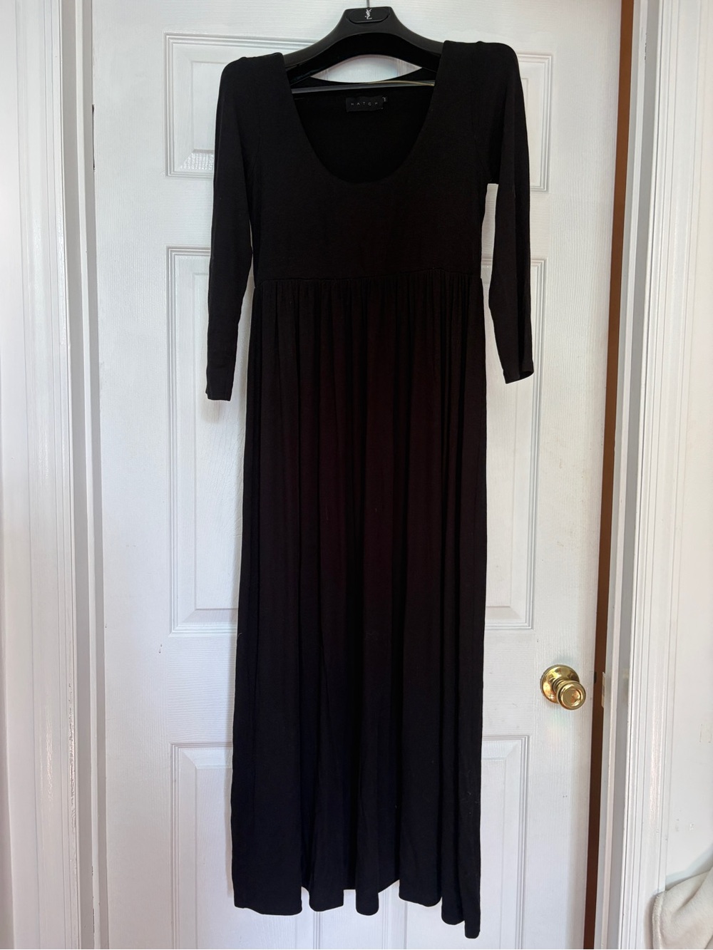 Hatch Maternity Black 3/4-Sleeve Scoop-Neck Maxi Dress